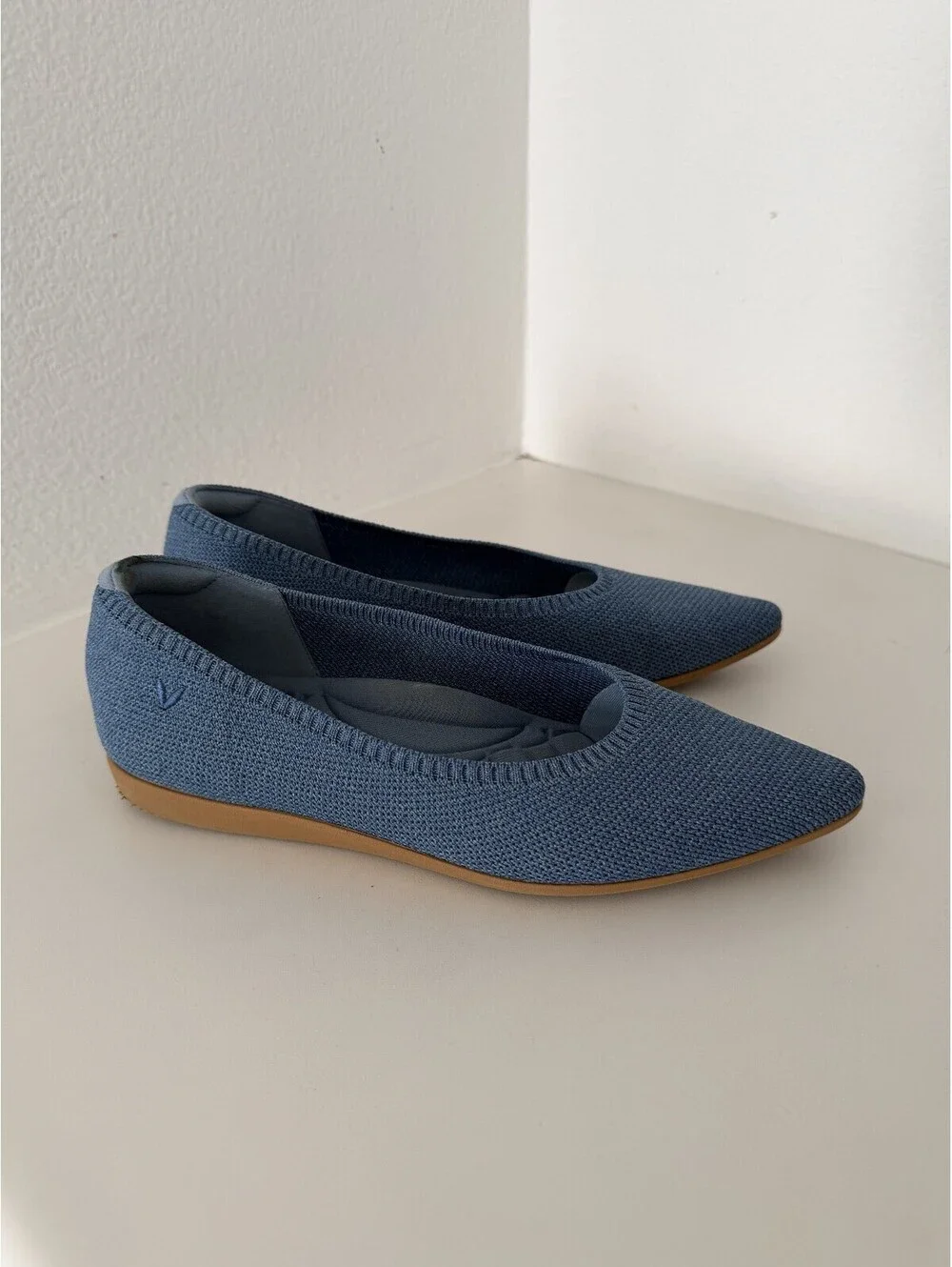 VIVAIA Blue Pointed Toe Knit Flats Eco-Friendly EU 39